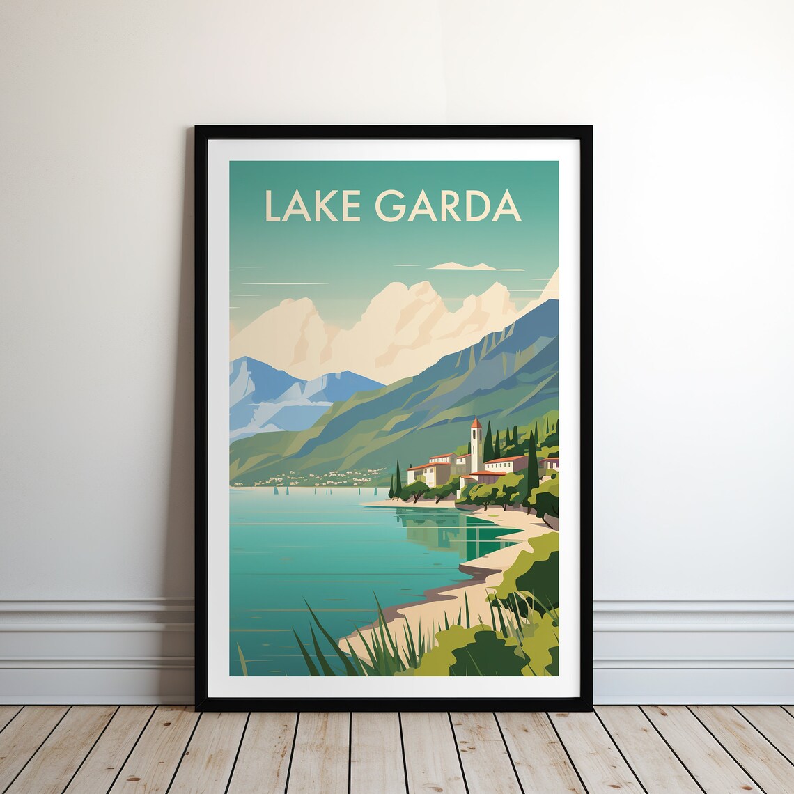 Lake Garda Travel Poster World Famous Lakes Collection Italy Art Home Decor Italy Souvenir Gifts For Her Gifts For Him