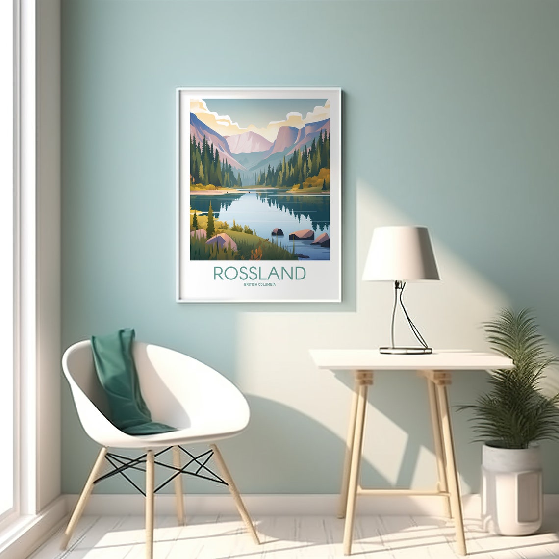 Rossland British Columbia Calm Lake Mountain Reflection Poster - Image 2