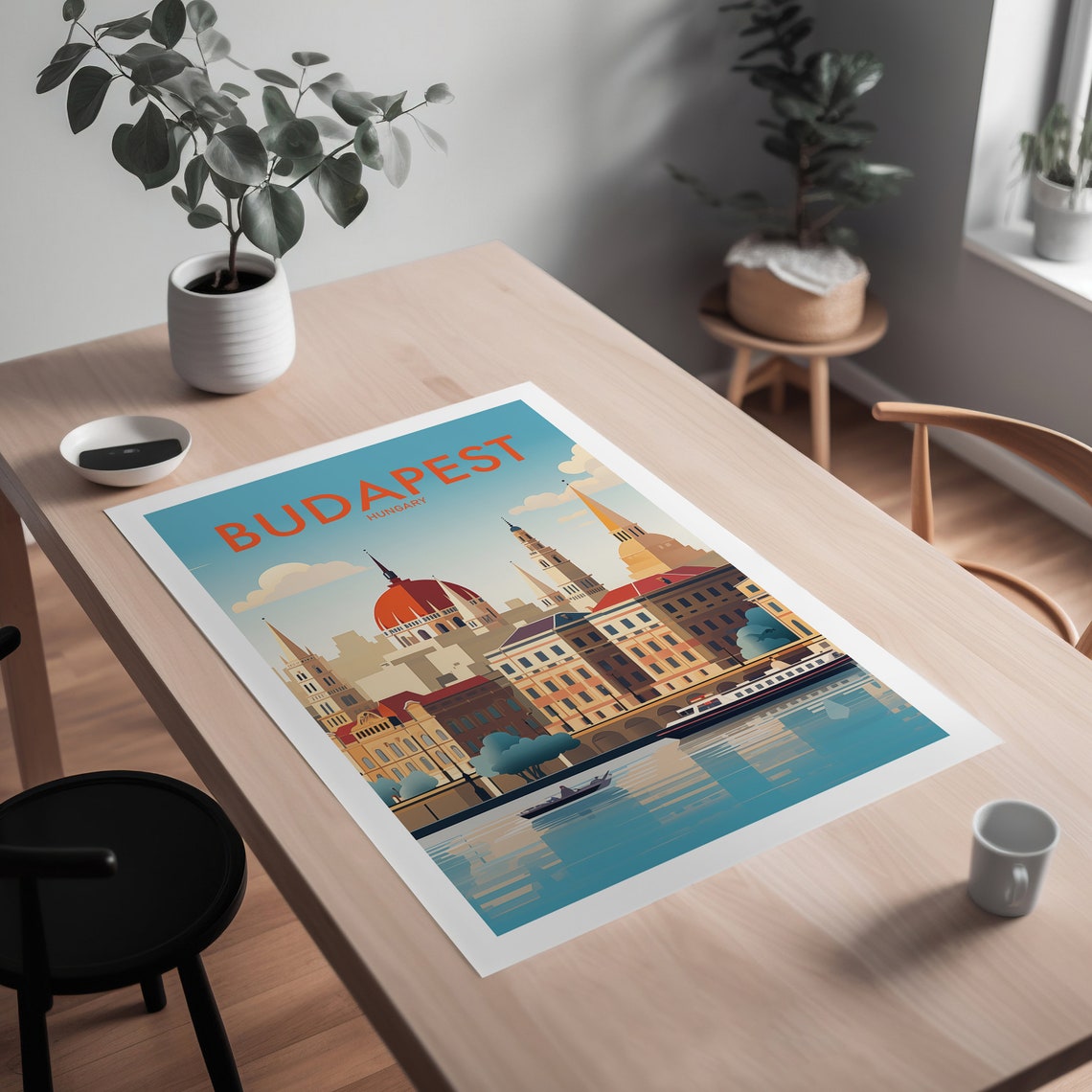Budapest Hungary Parliament Building Dome River Skyline Poster - Image 2