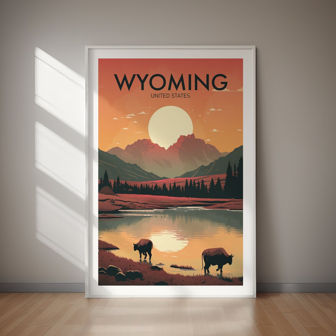 Wyoming Travel Print, US State Wall Art Print