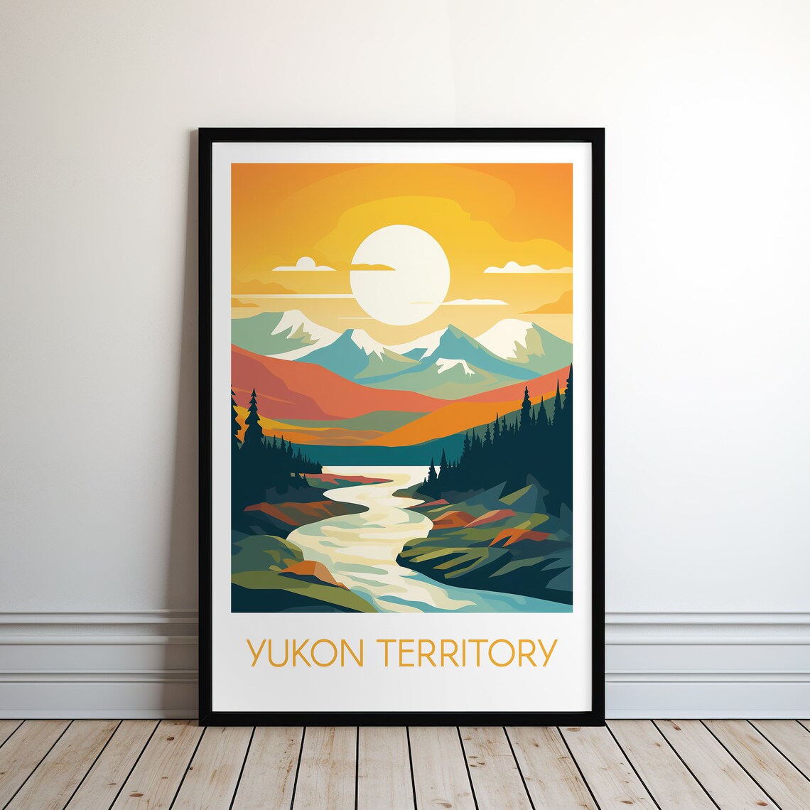 Yukon Territory Travel Poster, Minimal Style Art Print