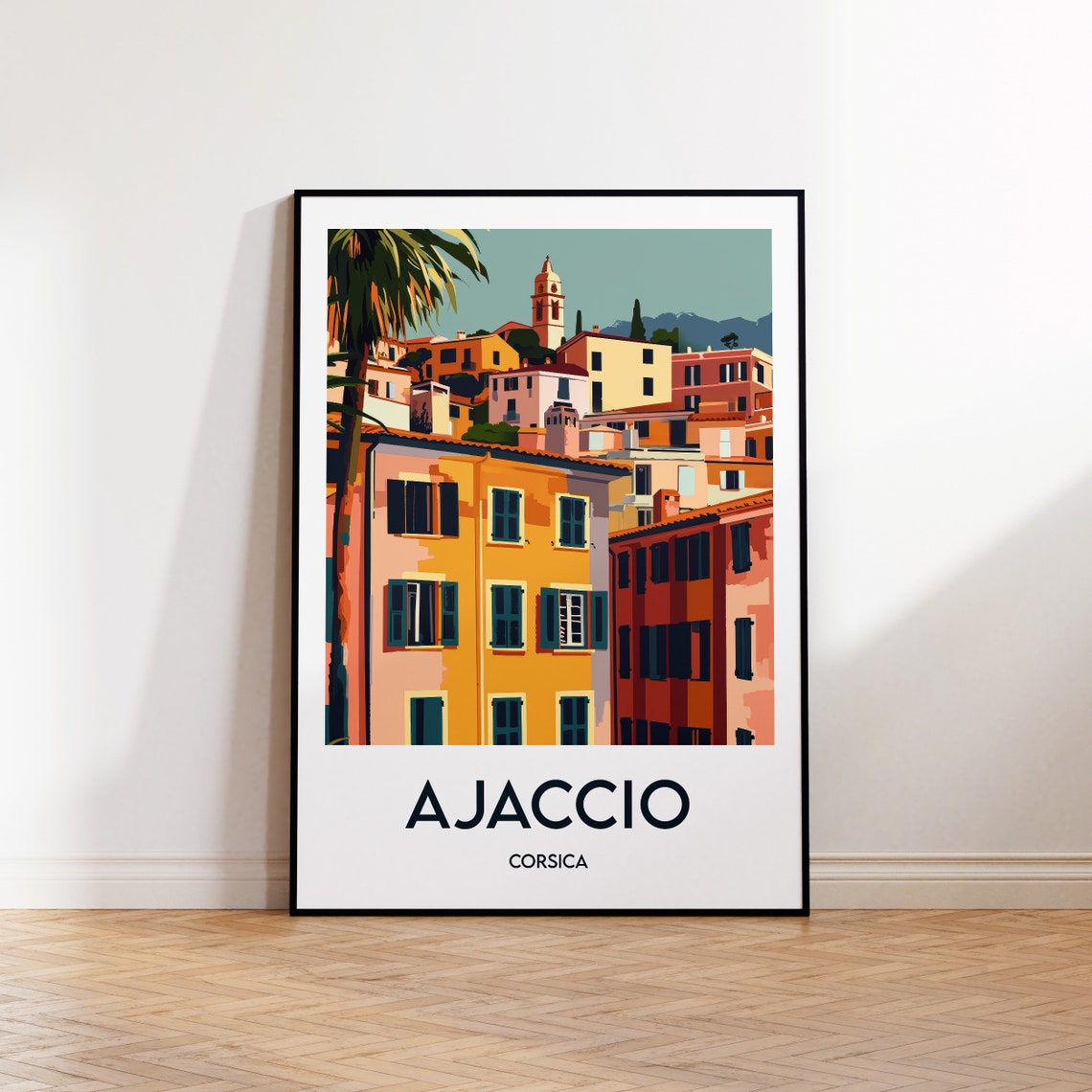Ajaccio Corsica Colorful Mediterranean Old Town Travel Poster