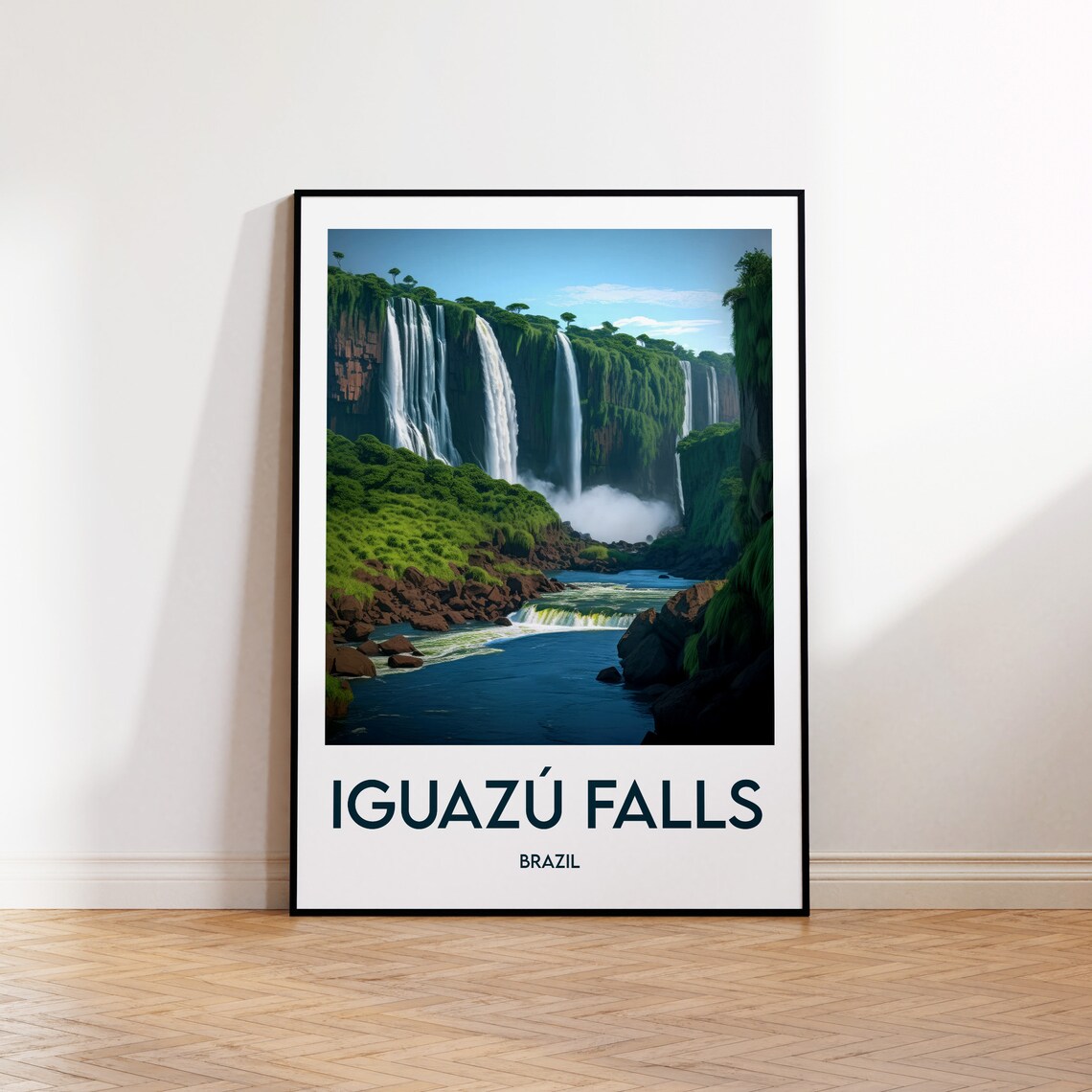 Majestic Iguazu Falls Brazil Thundering Waterfalls Travel Poster