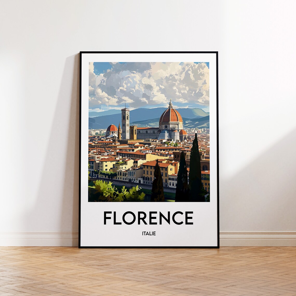 Florence Italy Duomo Cathedral Skyline Vintage Travel Poster Art