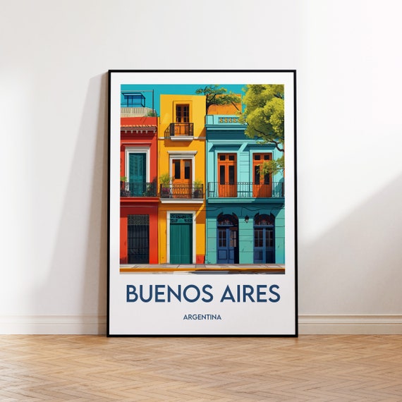 Buenos Aires Poster Art Print Argentina Illustration Gift Vintage Travel