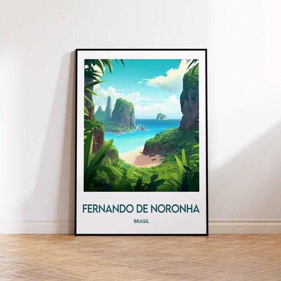 Fernando de Noronha Brasil Vintage Travel Poster Tropical Beach