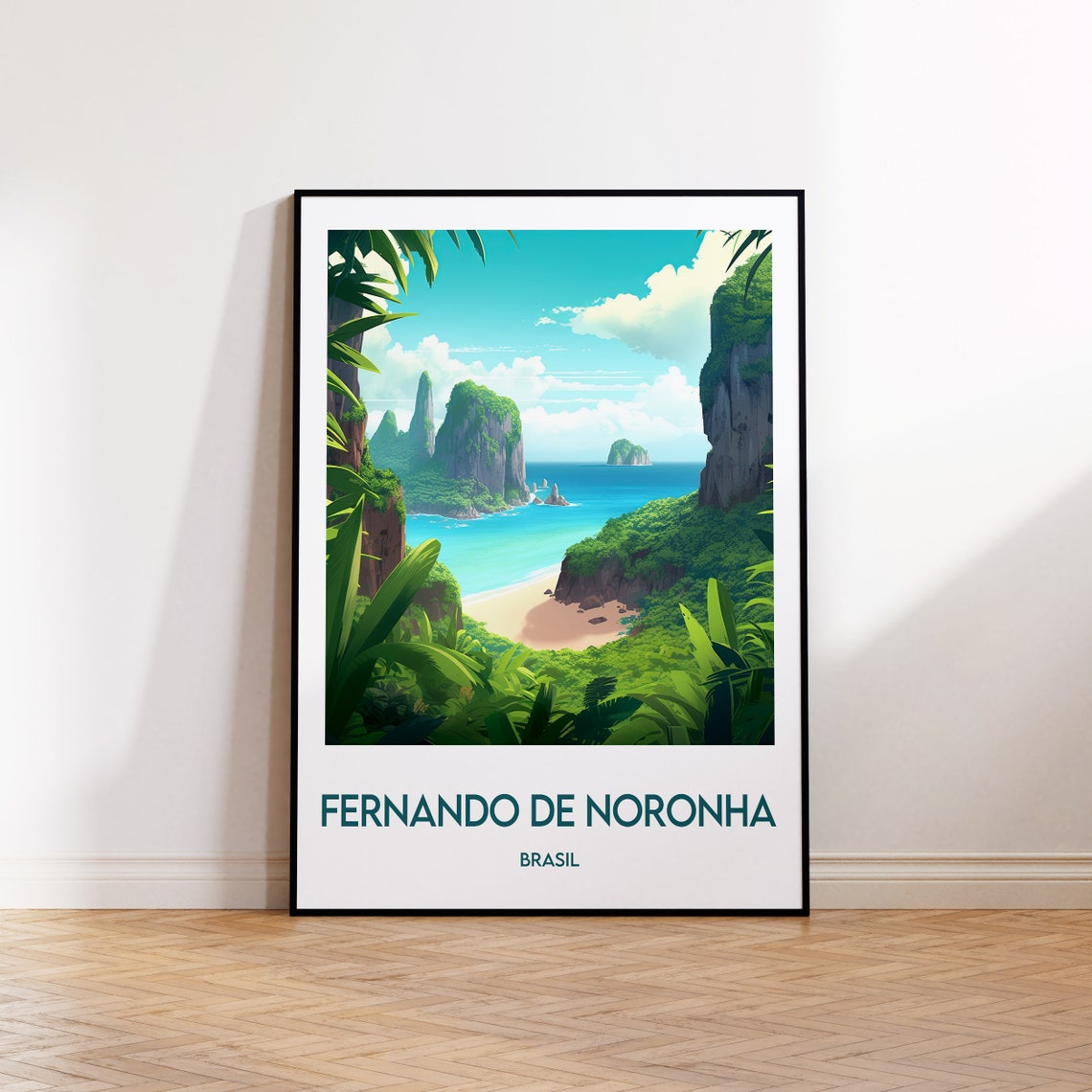 Fernando de Noronha Brasil Vintage Travel Poster Tropical Beach