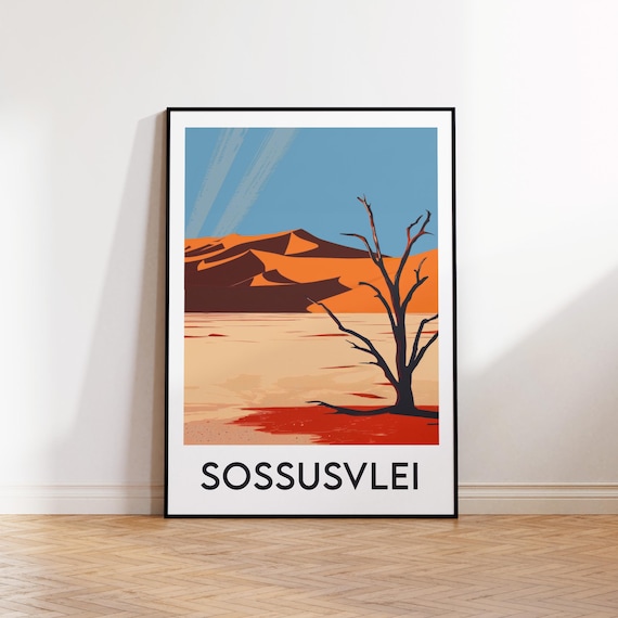Sossusvlei Namibia Red Dunes Dead Camelthorn Tree Travel Poster