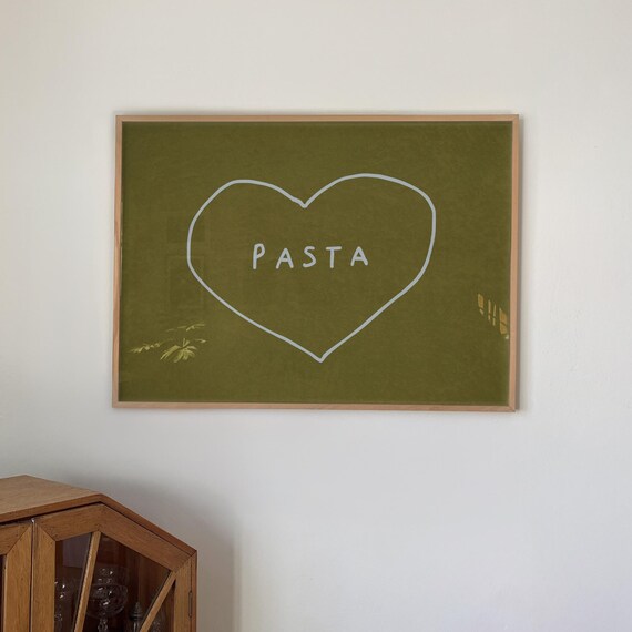 Pasta Heart Minimalist Funny Italian Kitchen Quote Decor Wall Art