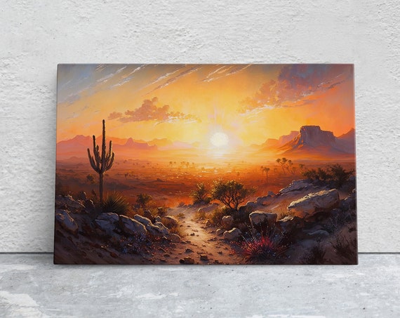 Desert Landscape Art Ready To Hang Large Print Oil Painting Landscape Southwest Art Arizona Decor