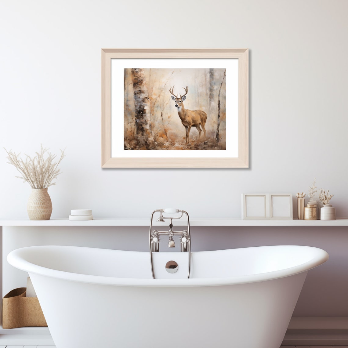 White-Tailed Deer Buck Standing In An Autumn Birch Woods Poster - Image 3