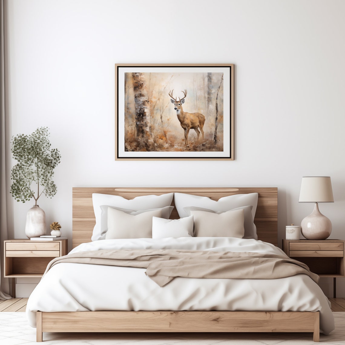 White-Tailed Deer Buck Standing In An Autumn Birch Woods Poster - Image 5