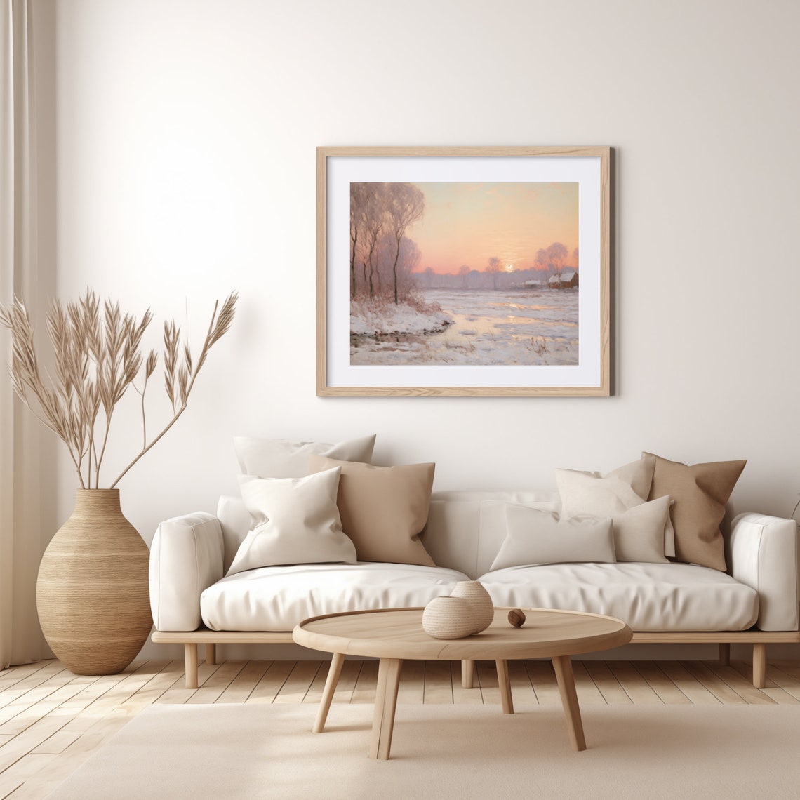 Frozen River At Dawn Under A Pink Winter Sky Landscape Poster - Image 4