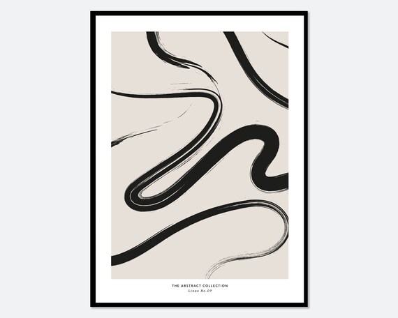 Minimalist Paint Strokes Art Print Abstract Black And Beige Paint Strokes Poster Mid Century Brush Strokes Poster Geometric Print Ab13