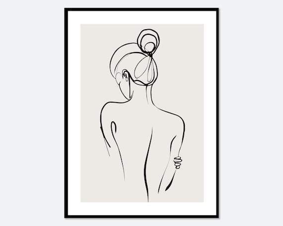 Modern Girl Silhouette Line Art Poster Print