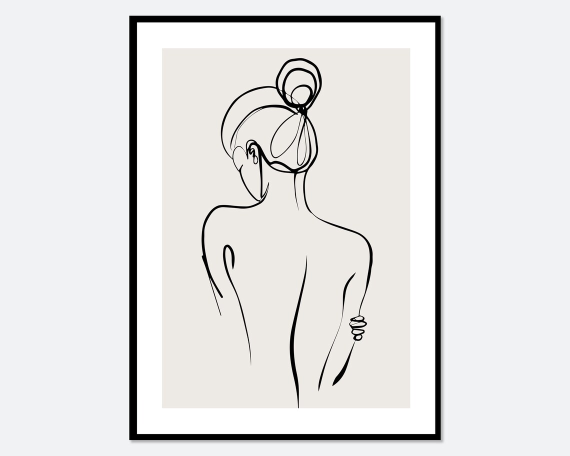 Modern Girl Silhouette Line Art Poster Print