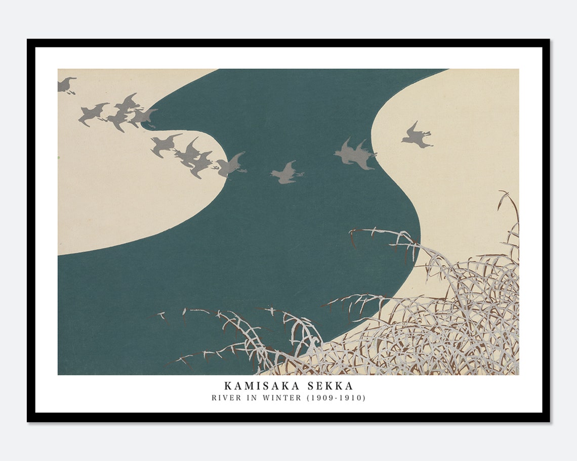 Kamisaka Sekka River in Winter 1909 Japanese Woodblock Art Poster