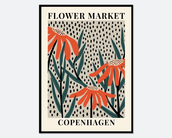 Flower Market Copenhagen Daisies, Botanical Art Print