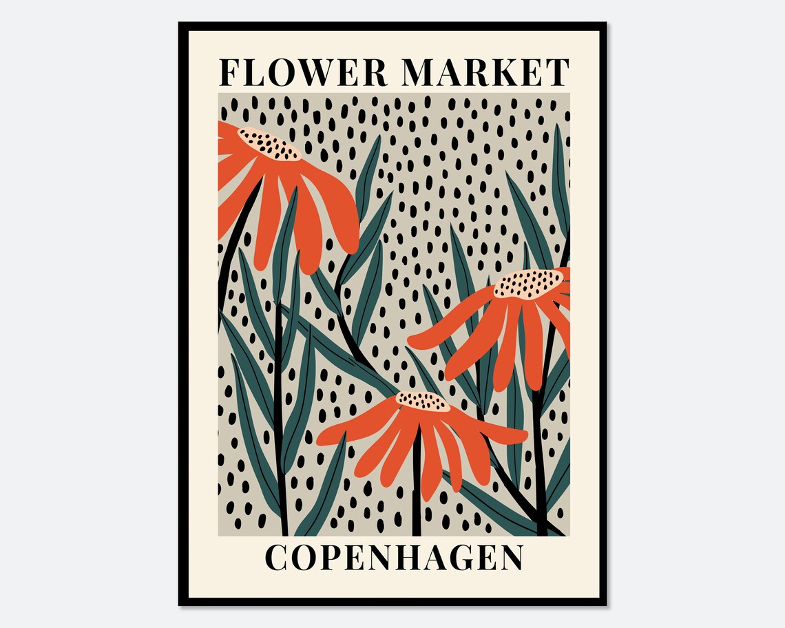 Flower Market Copenhagen Daisies, Botanical Art Print