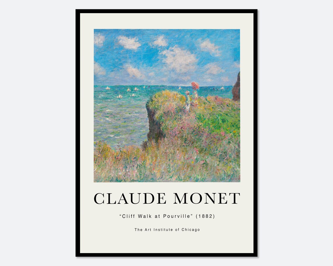 Monet The Cliff Walk At Pourville Vintage Art Print