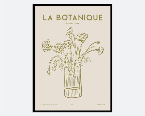 Flowers In Vase Wall Art Print Hand Drawn Contemporary Botanical Illustration Modern Floral Poster Minimal Line Ma142