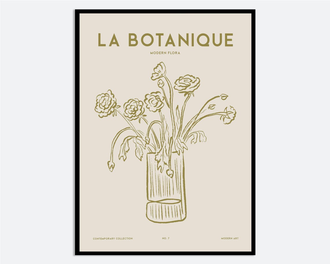 La Botanique Modern Flora Wildflower Line Art Botanical Poster