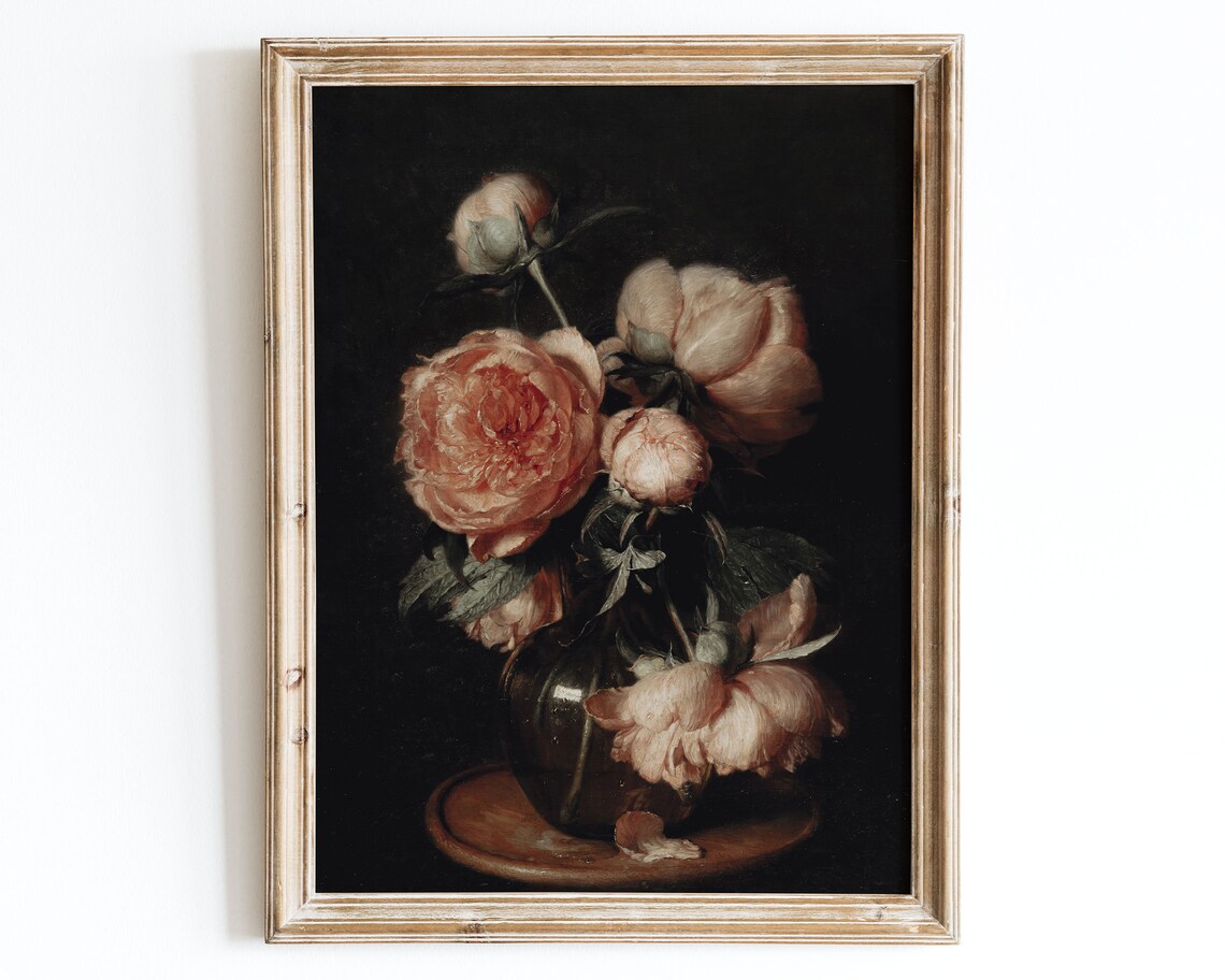 European Vintage Flowers In Vase Art Print
