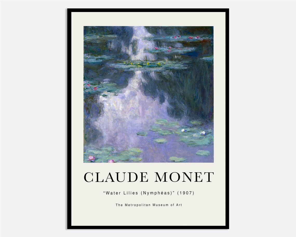 Claude Monet Water Lilies Nympheas Museum Poster 1907 Impressionist Artwork
