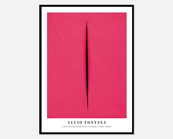 Lucio Fontana Pink Cut Slashed Spatialism Concetto Spaziale Colorful Wall Art Print Abstract Painting Vintage Exhibition Poster Lf04