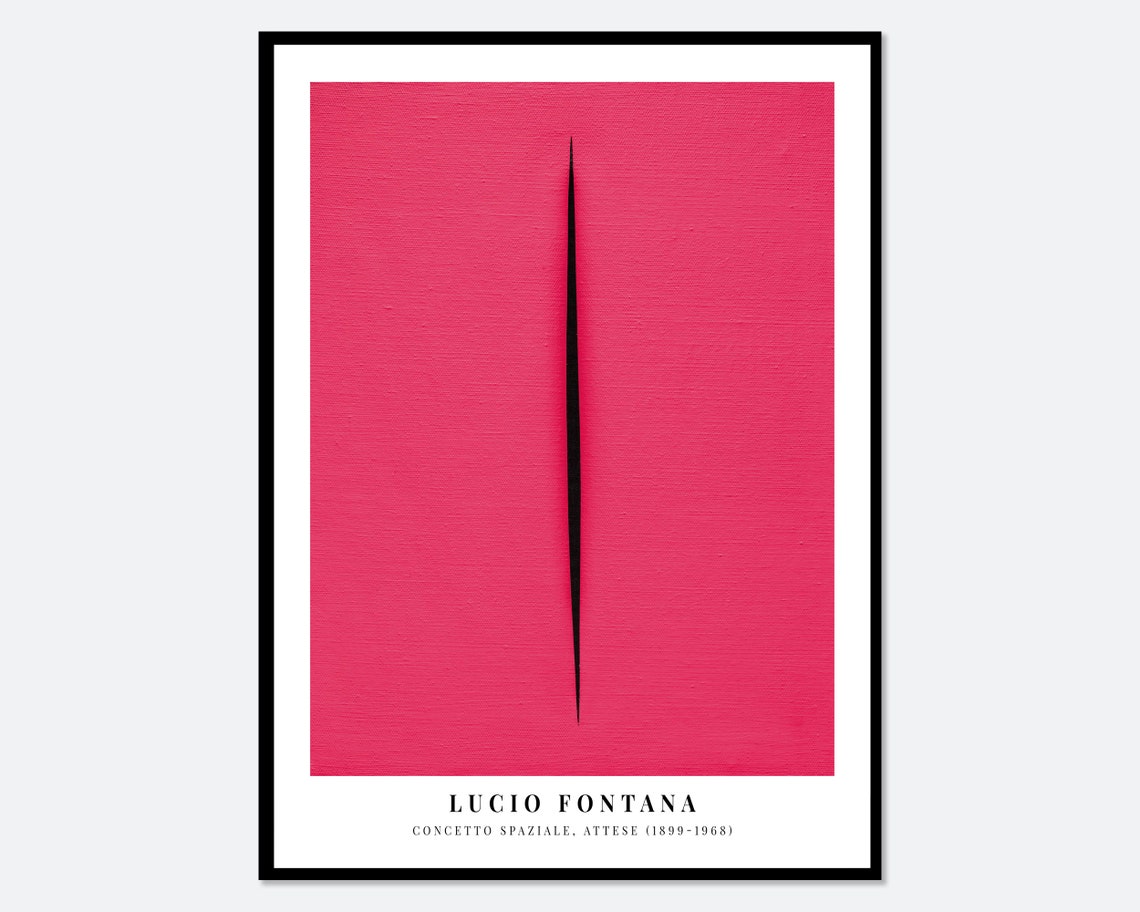 Lucio Fontana Soft Pink Single Cut Canvas Spatialist Art Poster