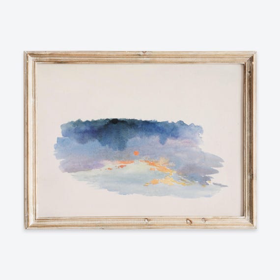 European Vintage Coastal Ocean Sunset Travel Poster