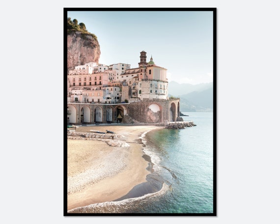 Amalfi Coast Mediterranean Sea Line Art Print