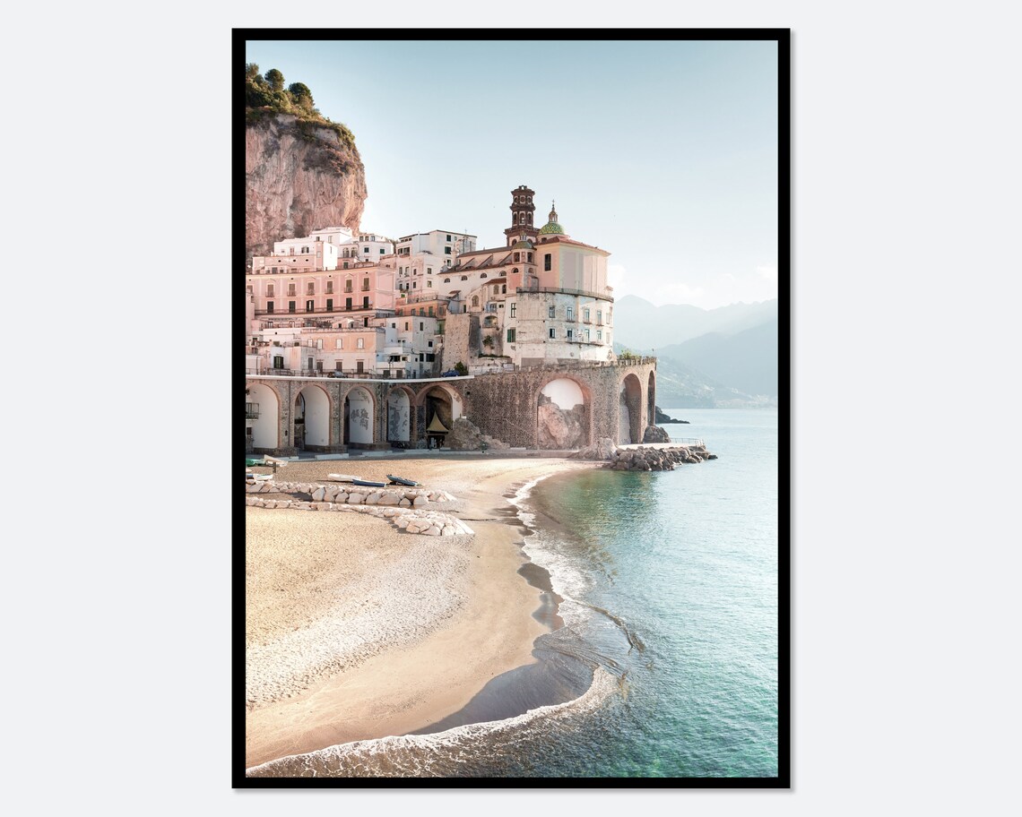 Amalfi Coast Mediterranean Sea Line Art Print
