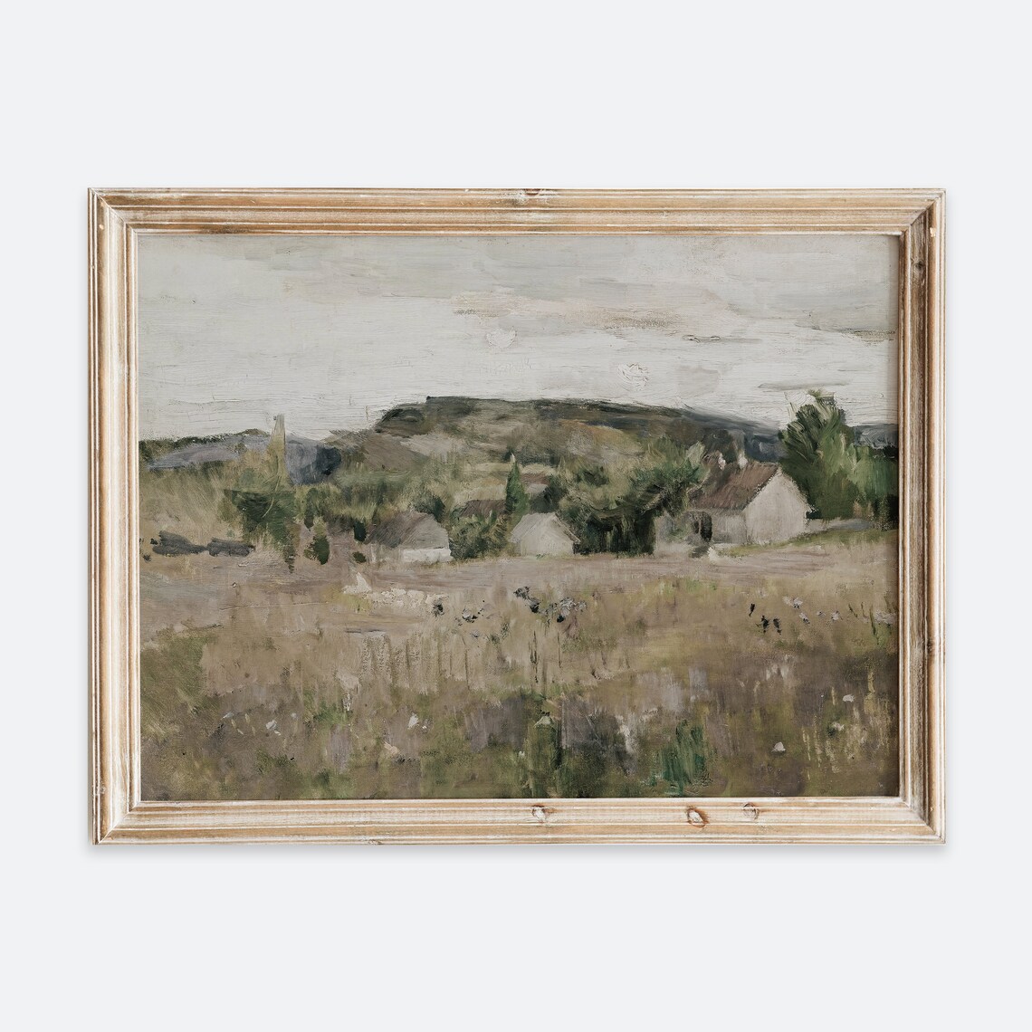 European Countryside Houses Vintage Rustic Landscape Painting Poster