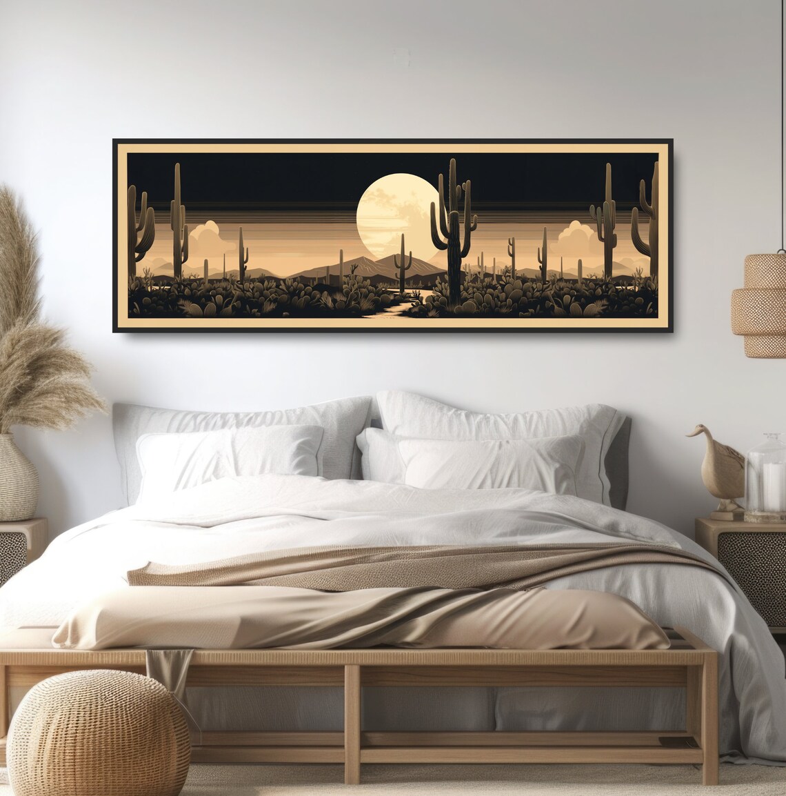 Western Cactus Full Moon, Boho Desert Art Print - Image 5