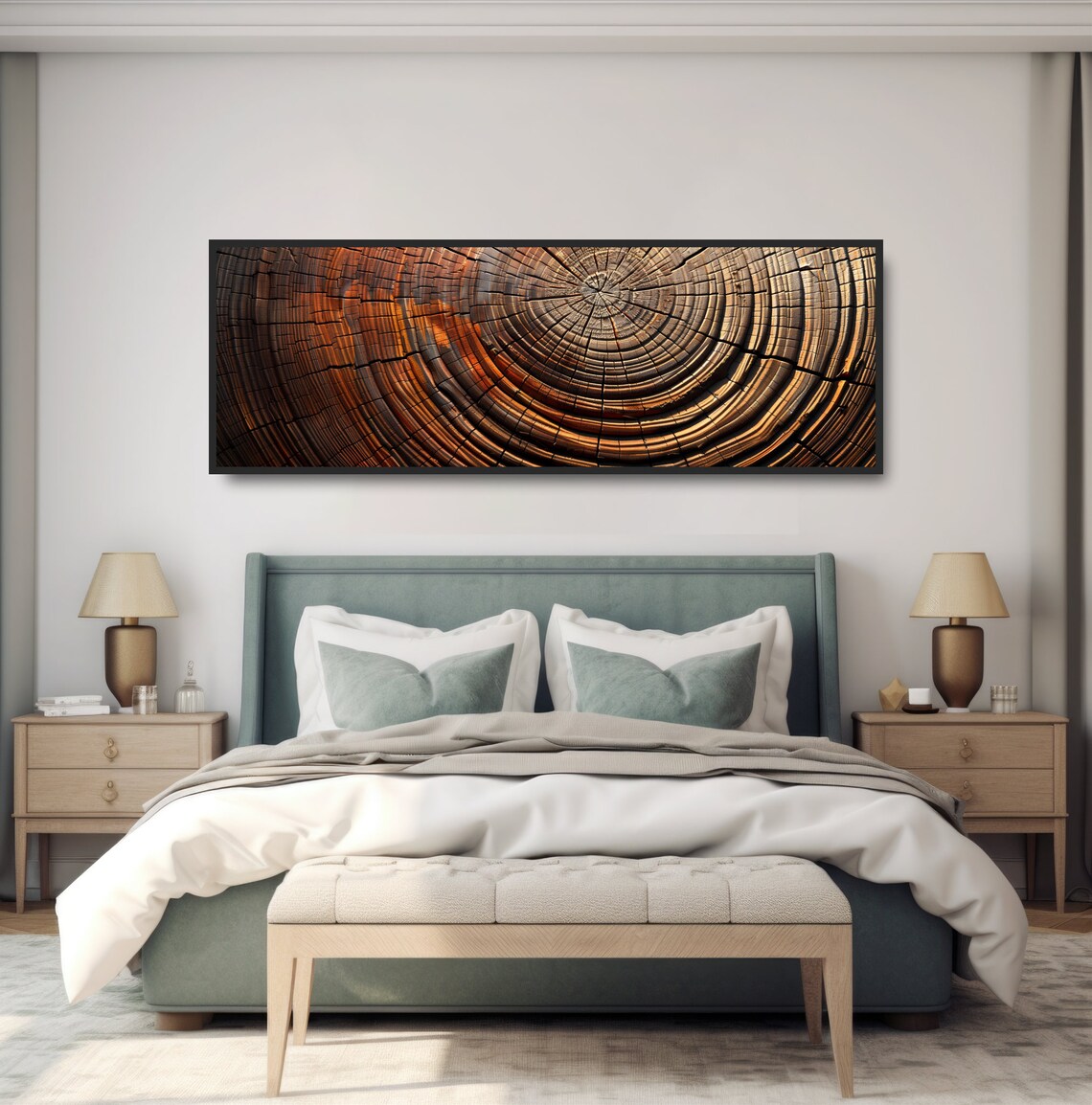Wood Tree Rings Art Print, Forest Cabin Decor Panoramic - Image 4