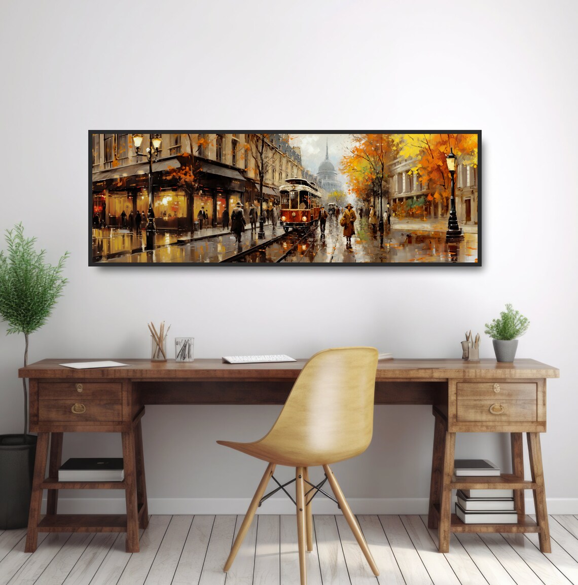 European Tram Street Scene, Vintage Travel Poster - Image 2