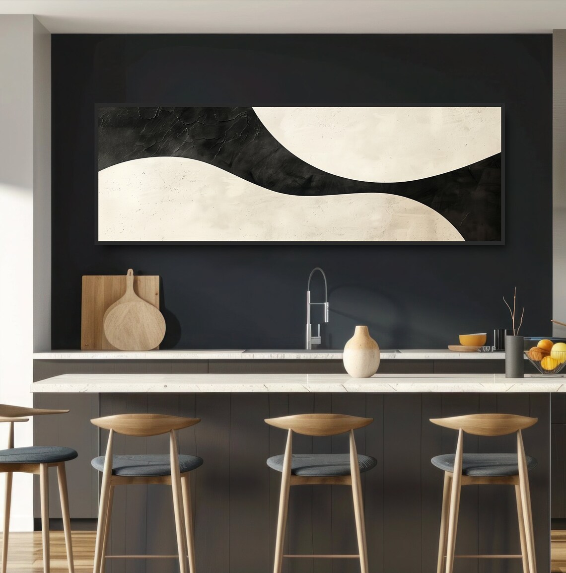 Wabi Sabi Yin Yang Oil Painting Print, Japandi Decor - Image 3