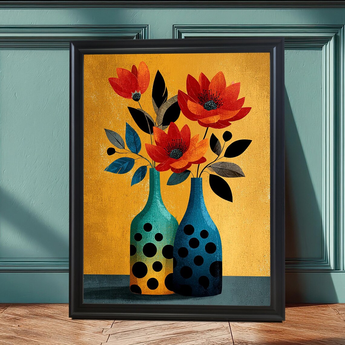 Abstract Floral Vase Wall Art Print, Modern Floral