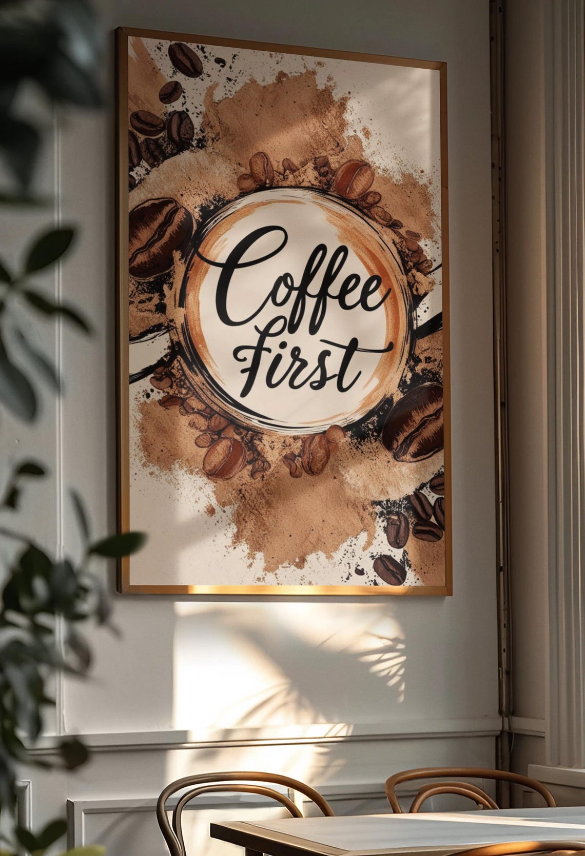 Coffee First Beans Top View Rustic Farmhouse Kitchen Art Wall Poster - Image 2
