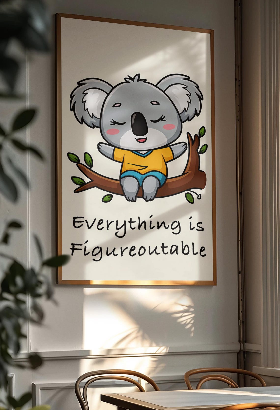 Everything Is Figureoutable Smiling Koala Cartoon Quote Poster - Image 2