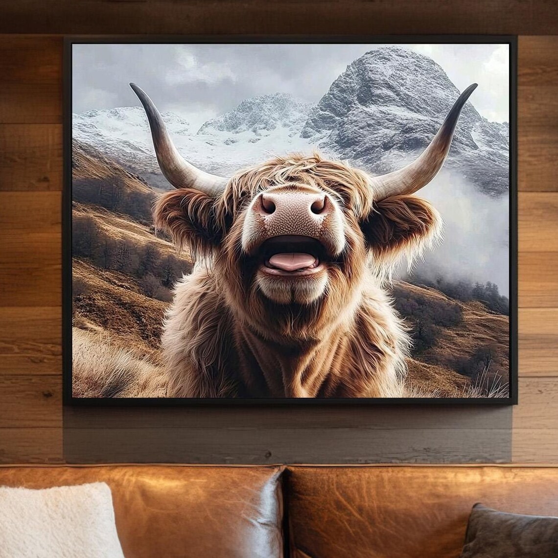 Highland Cow Art Print, Funny Rustic Cabin Gift