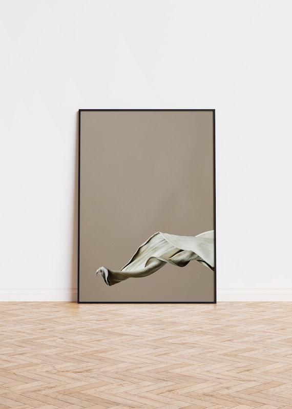 Dried Leaf Minimalist Botanical Beige Neutral Wall Decor Poster