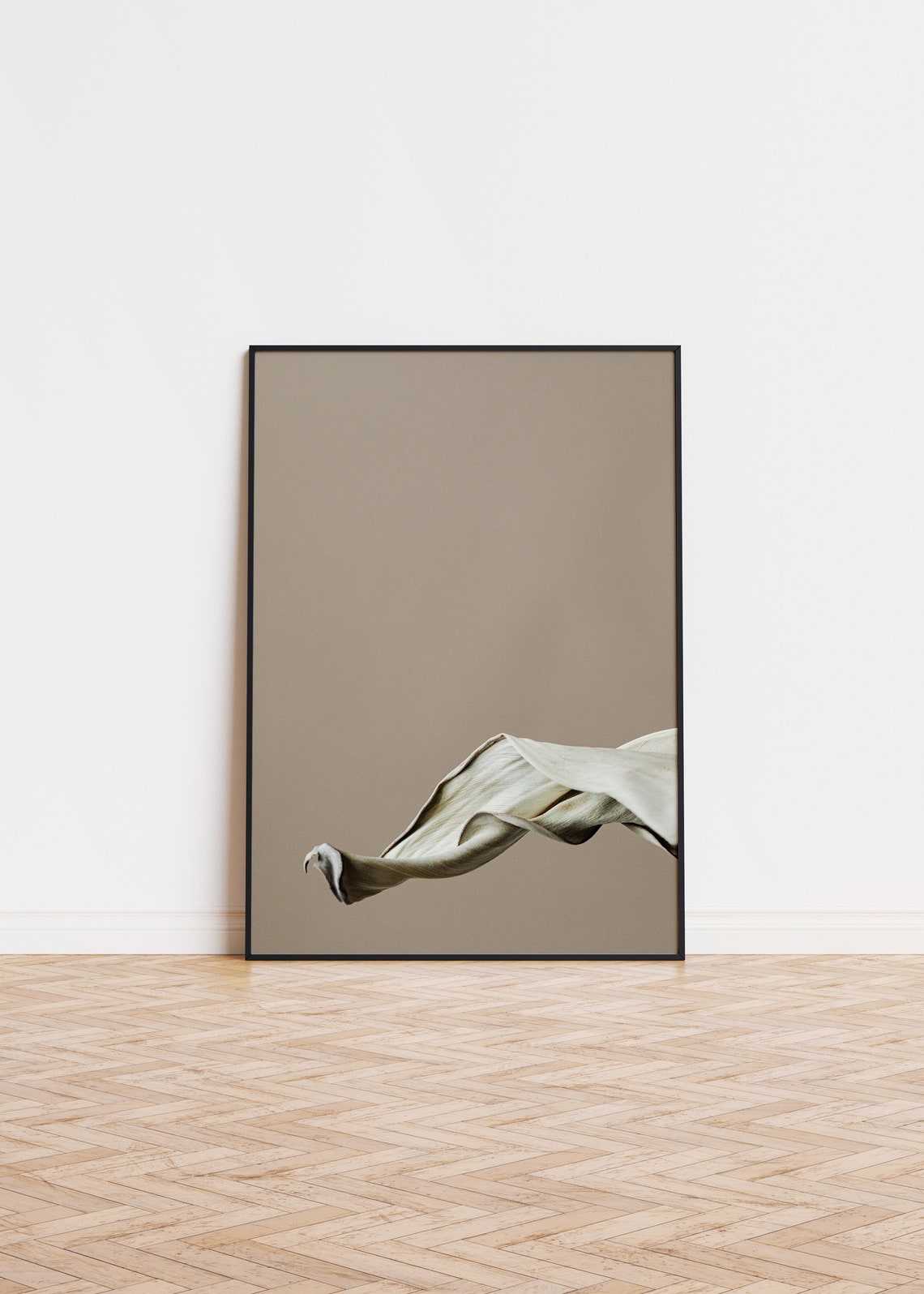 Dried Leaf Minimalist Botanical Beige Neutral Wall Decor Poster