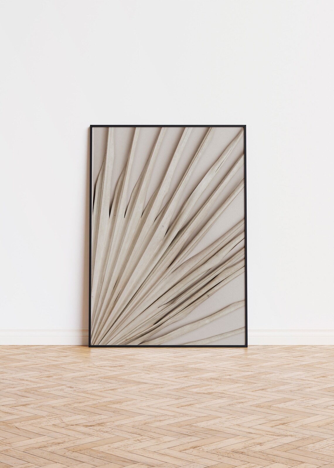 Dried Palm Leaf Minimalist Beige Botanical Photography Poster