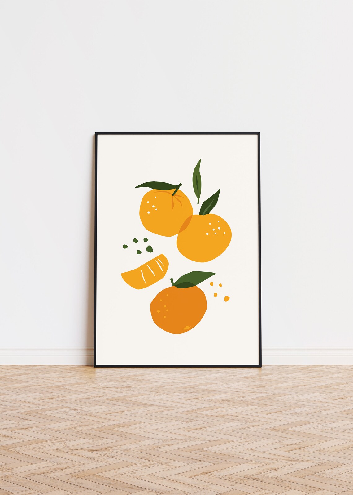 Oranges Minimalist Art Print, Restaurant Wall Decor
