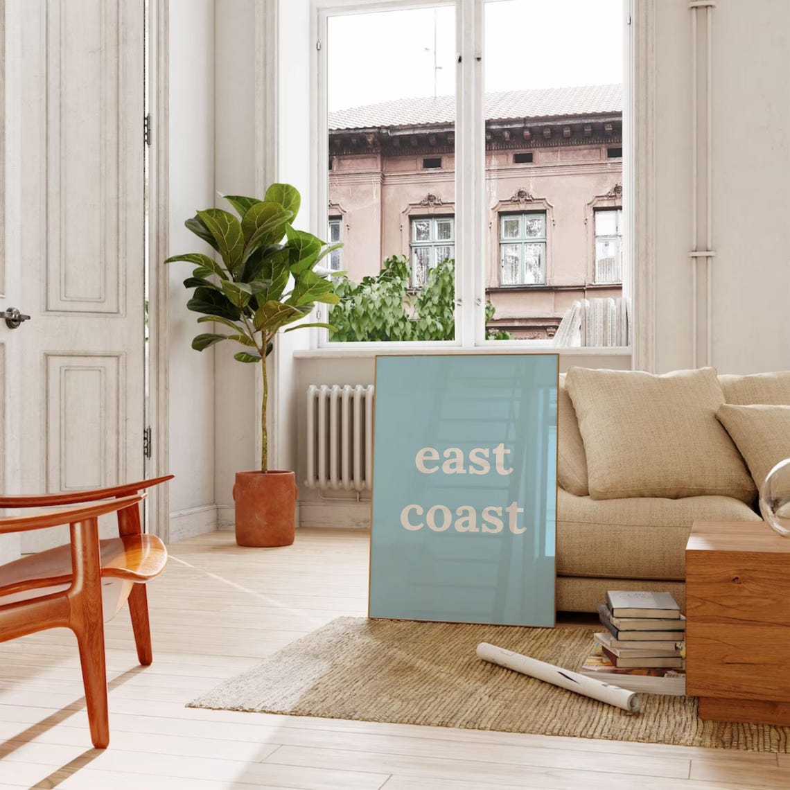 East Coast White Text On Sky Blue Minimal Coastal Style Poster - Image 3