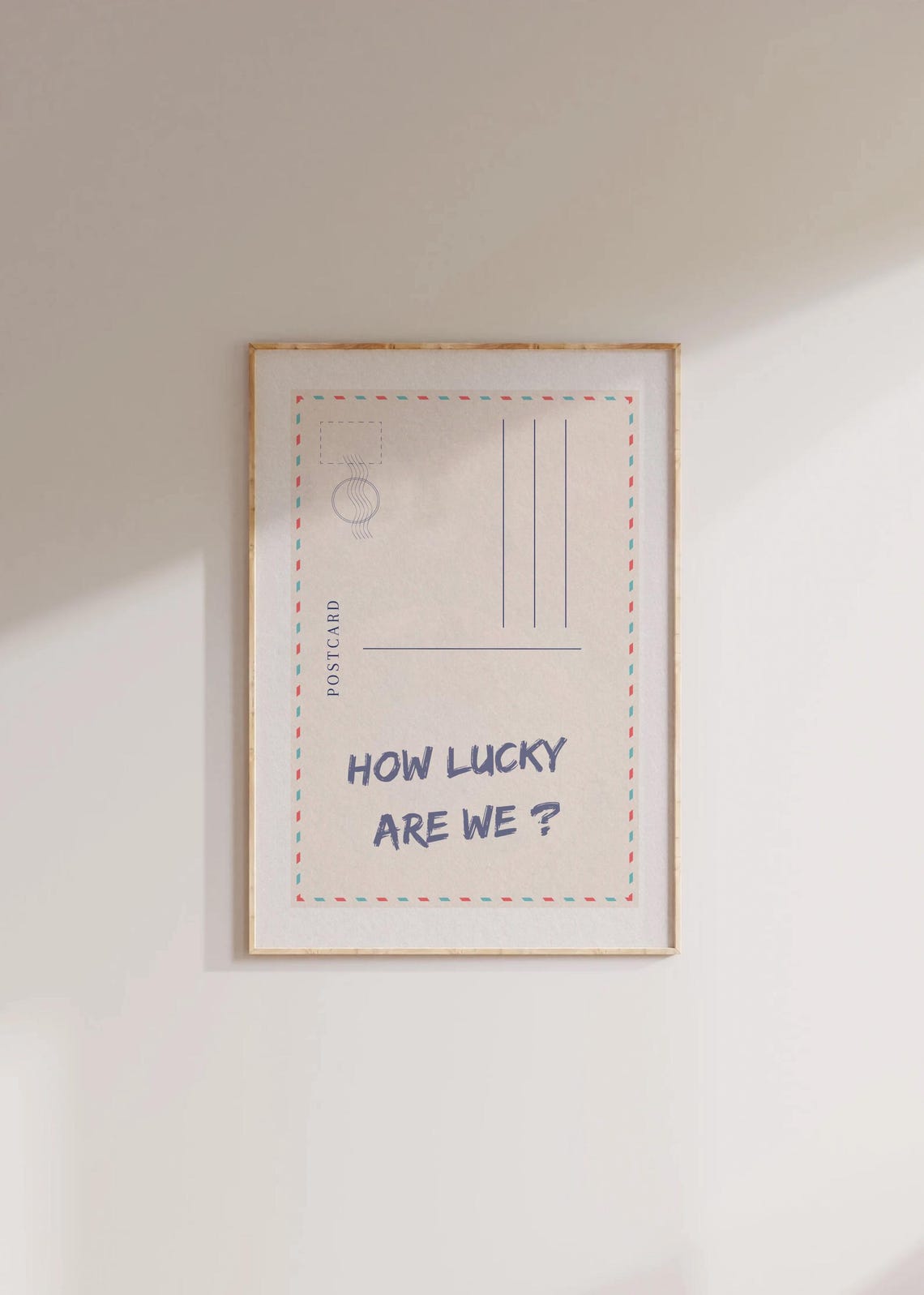 How Lucky Are We Pastel Postcard Coastal Typography Quote Poster