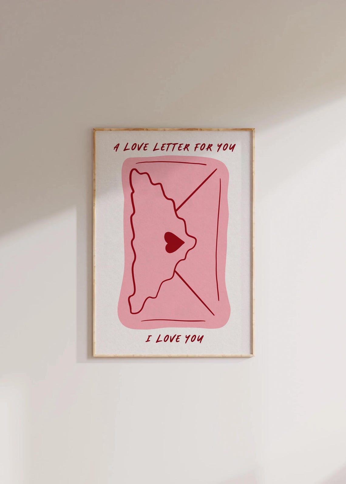 A Love Letter For You Pink Envelope I Love You Romantic Poster