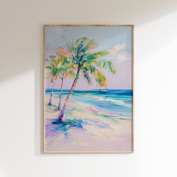 Palm Tree Painting Art Print Summer Poster Beach House Decor Minimalist Wall Art